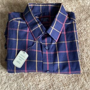 UNTUCKit blue plaid button down shirt.